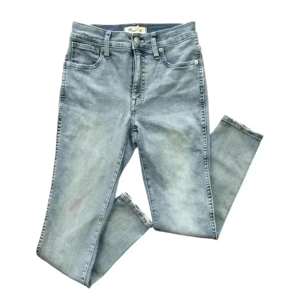 MADEWELL 10” Highrise Skinny Light Wash Faded Whisker Stretch Ankle Jean Size25P - Picture 1 of 15